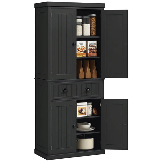 72 Kitchen Pantry, Freestanding Storage Cabinet, Black Kitchen Pantry Cabinets Black at Gallery Canada