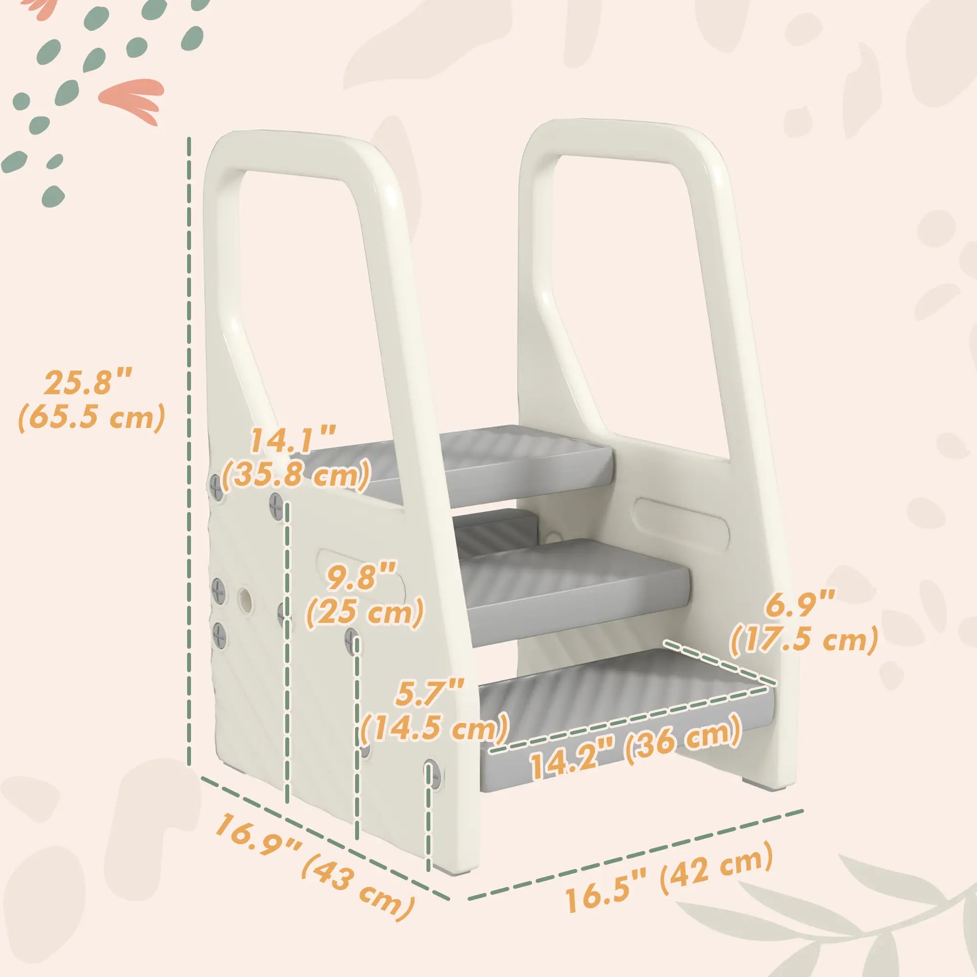 Adjustable Height Toddler Step Stool with Handle, Foot Pads, Grey Toddler & Kids Step Stools at Gallery Canada