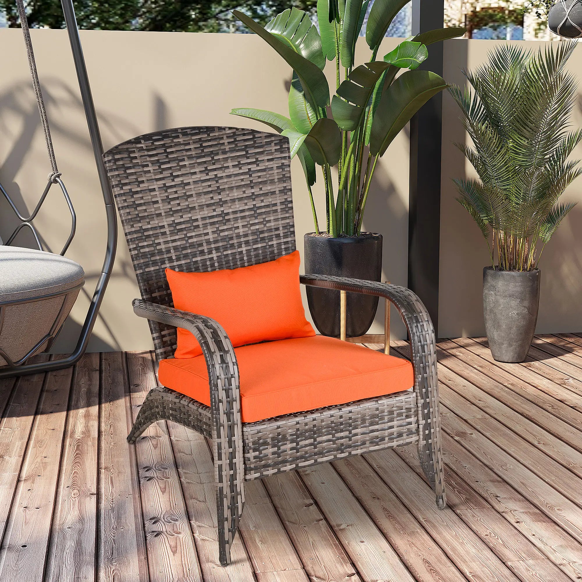 Patio Wicker Adirondack Chair, Outdoor PE Rattan, Orange Patio Chairs at Gallery Canada