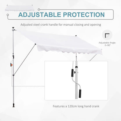 10x5ft Manual Retractable Awning, Patio Sun Shade, Water Resistant, White Window Awnings at Gallery Canada