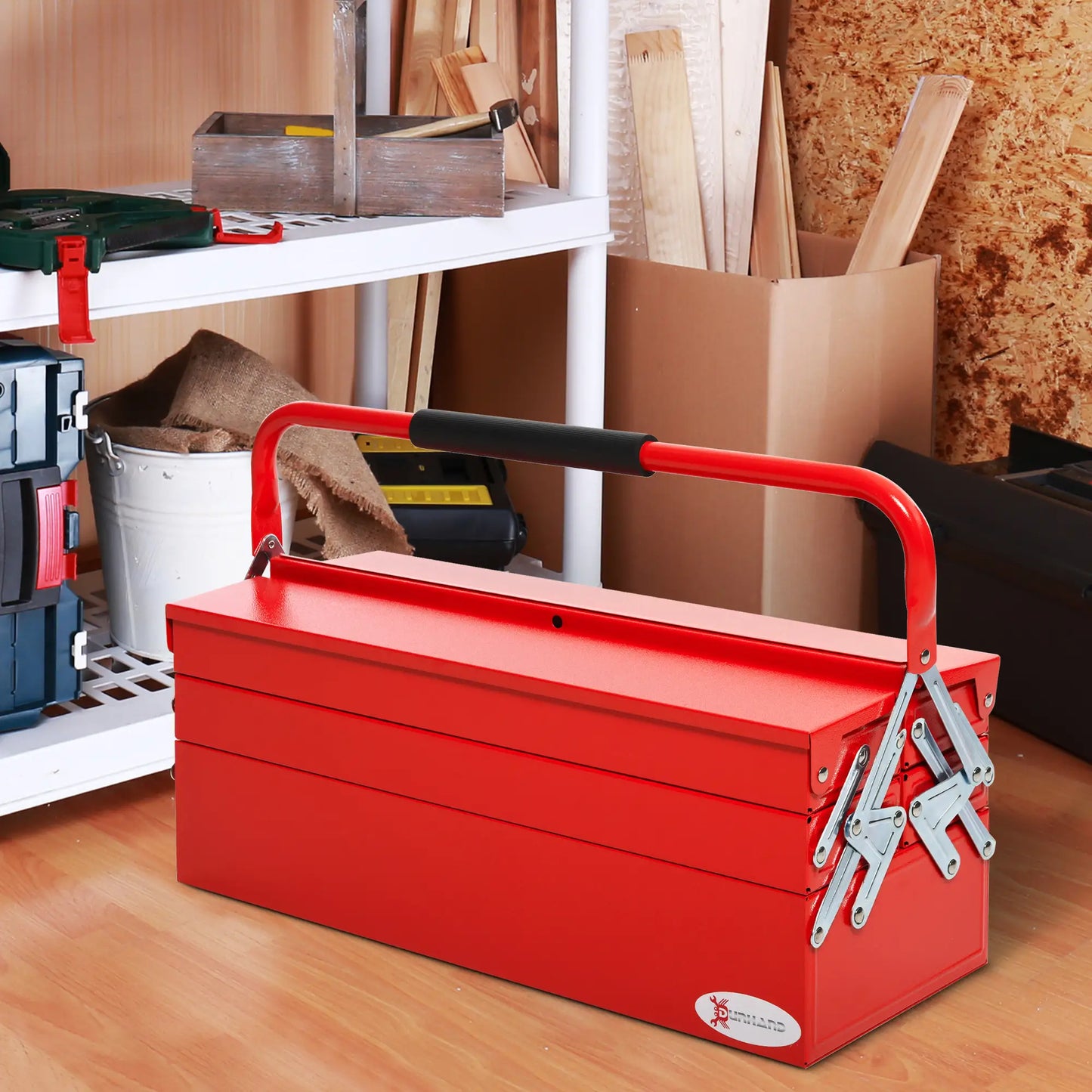 22" Metal Tool Box, 5-Tray Cantilever Steel Chest, Red Tool Organizers at Gallery Canada