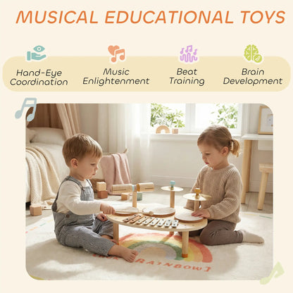 Toddler Drum Set, 4-In-1 Musical Instruments, Natural Wood Electronic Musical Pianos at Gallery Canada