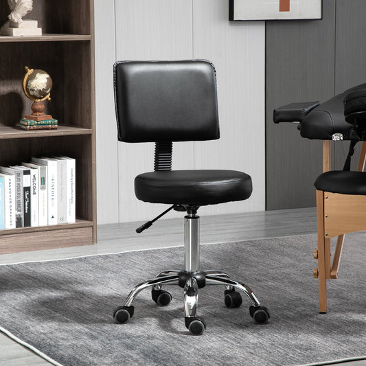 Rolling Swivel Salon Stool Chair with Mid Back and PU Leather, Height Adjustable Massage Medical Spa Stool for Beauty, Tattoo and Clinic, Black - Gallery Canada