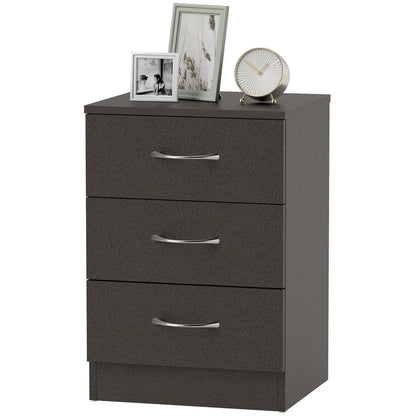 Modern Night Stand, 3 Drawers, Metal Rail, Dark Brown Bedside Tables at Gallery Canada