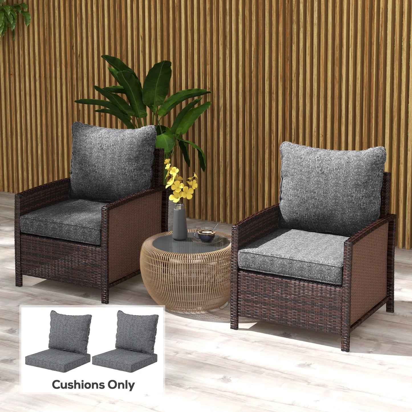 4-Piece Seat Cushion Pillows, Patio Chair Cushions with Back, Grey Patio Chair Cushions at Gallery Canada