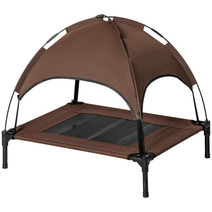 Elevated Dog Bed with Canopy, Portable Dog Cot, 30" x 24" x 29", Coffee Elevated Dog Beds at Gallery Canada