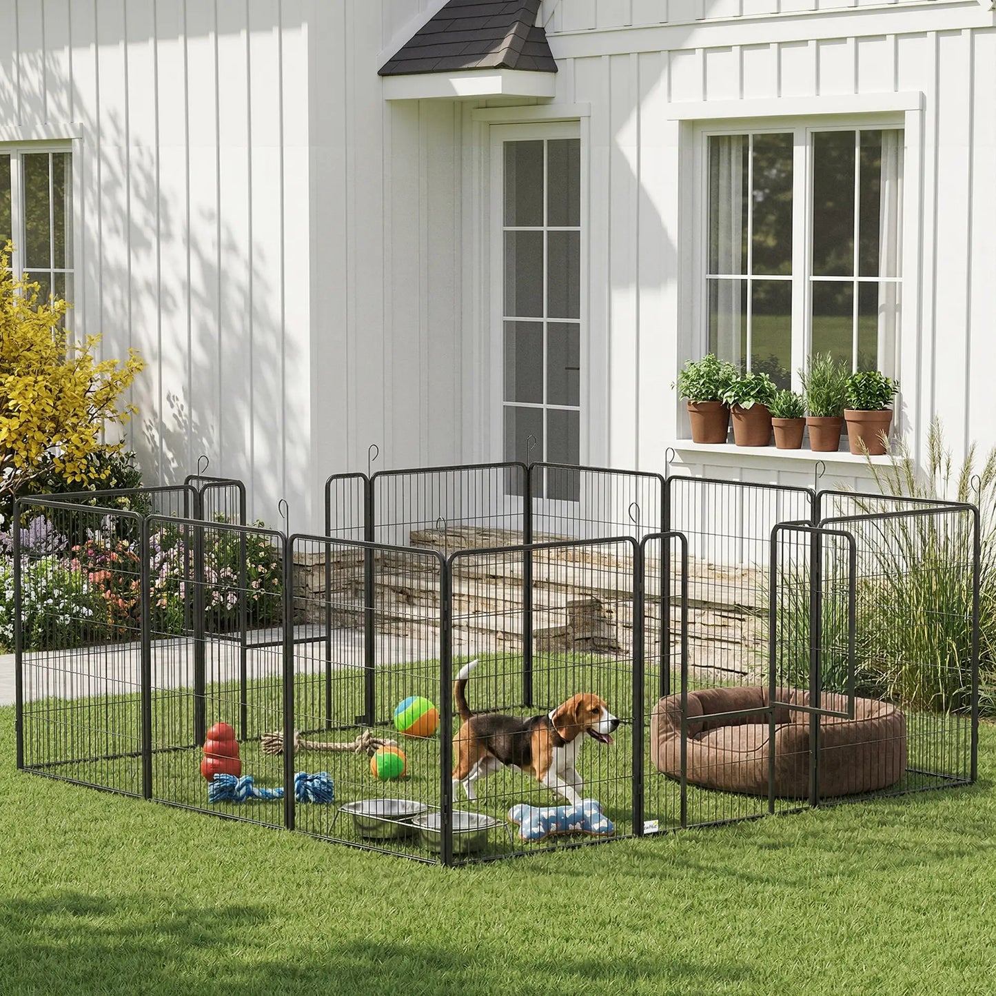 Dog Pen With Gate, 12 Panels Puppy Playpen, 39"H Houses, Kennels & Pens at Gallery Canada
