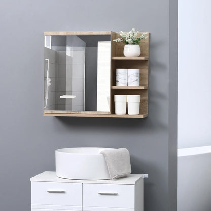 Medicine Cabinet with Mirror, Wall Mounted, 3 Open Shelves, Natural Mirror Medicine Cabinets at Gallery Canada