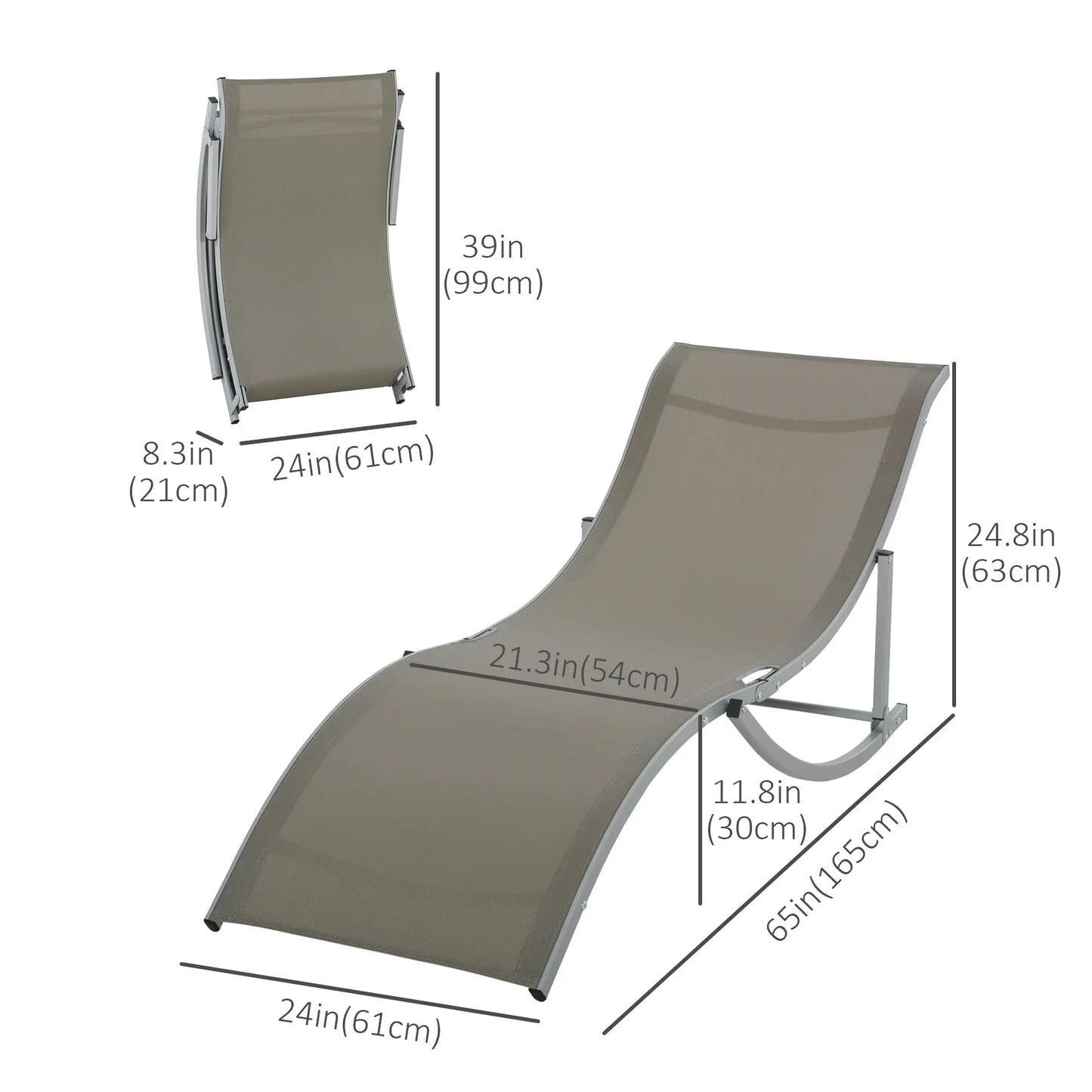 Foldable Pool Chaise Lounge Set of 2, 264lbs Capacity, Light Grey Lounger Chairs at Gallery Canada