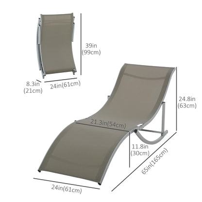 Foldable Pool Chaise Lounge Set of 2, 264lbs Capacity, Light Grey Lounger Chairs at Gallery Canada