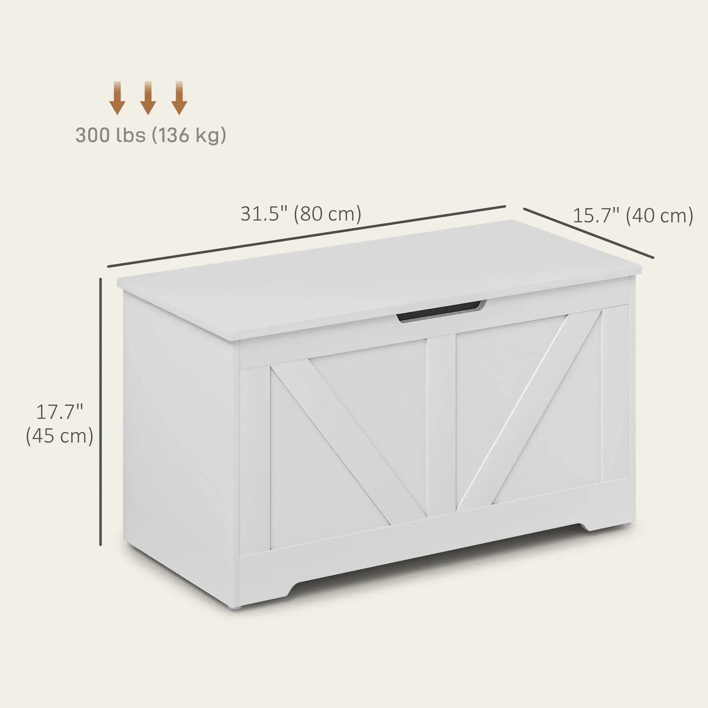 31.5 Inches Storage Chest, Storage Trunk with 2 Safety Hinges, Wooden Box for Living Room, White Wood Grain Storage Cabinets at Gallery Canada