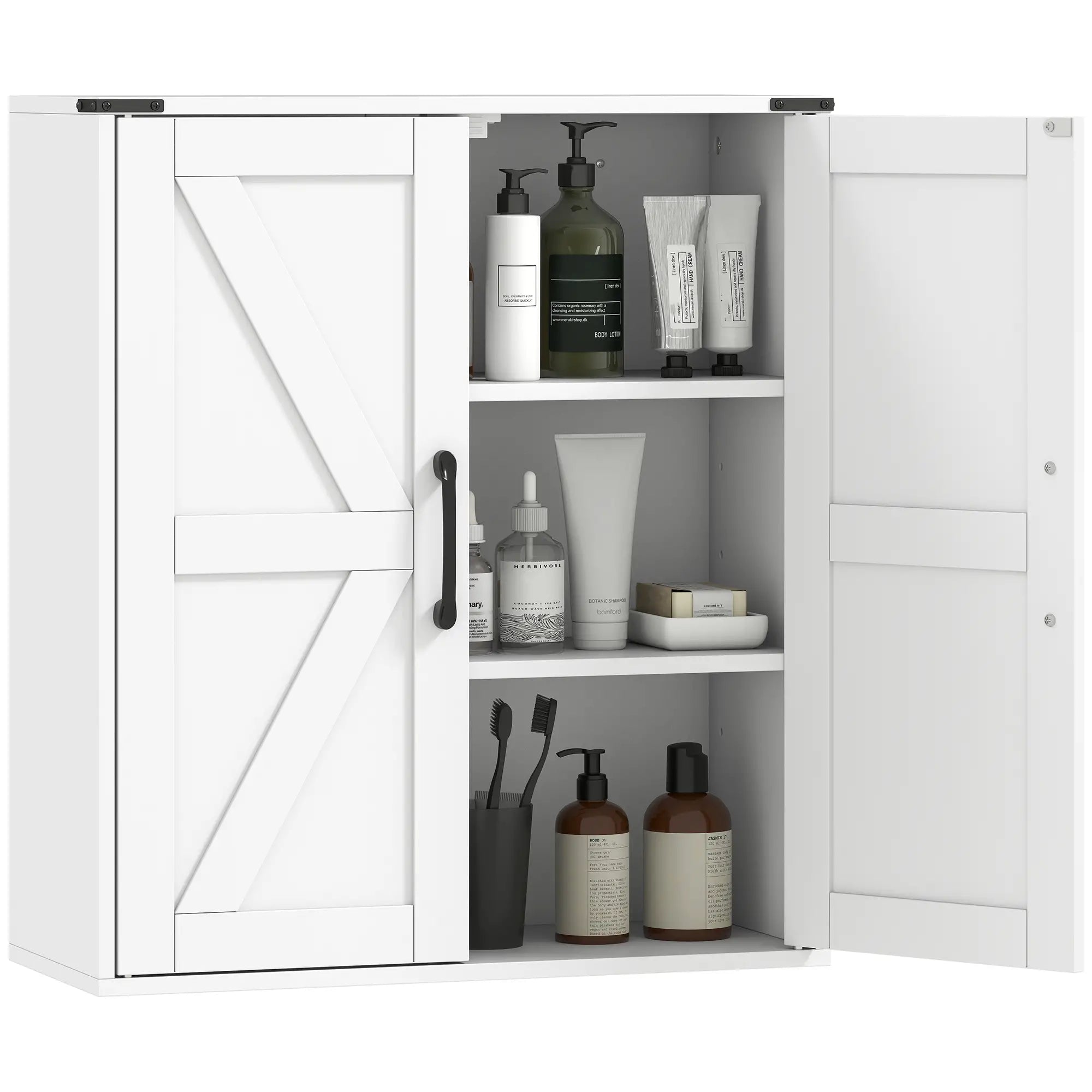 Wall Mounted Medicine Cabinet, Barn Doors, Adjustable Shelves, White Wall Mounted Cabinets at Gallery Canada