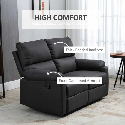 2 Seater Reclining Loveseat, Footrest, Split Backrest, Dark Grey 2-Seater Sofas at Gallery Canada
