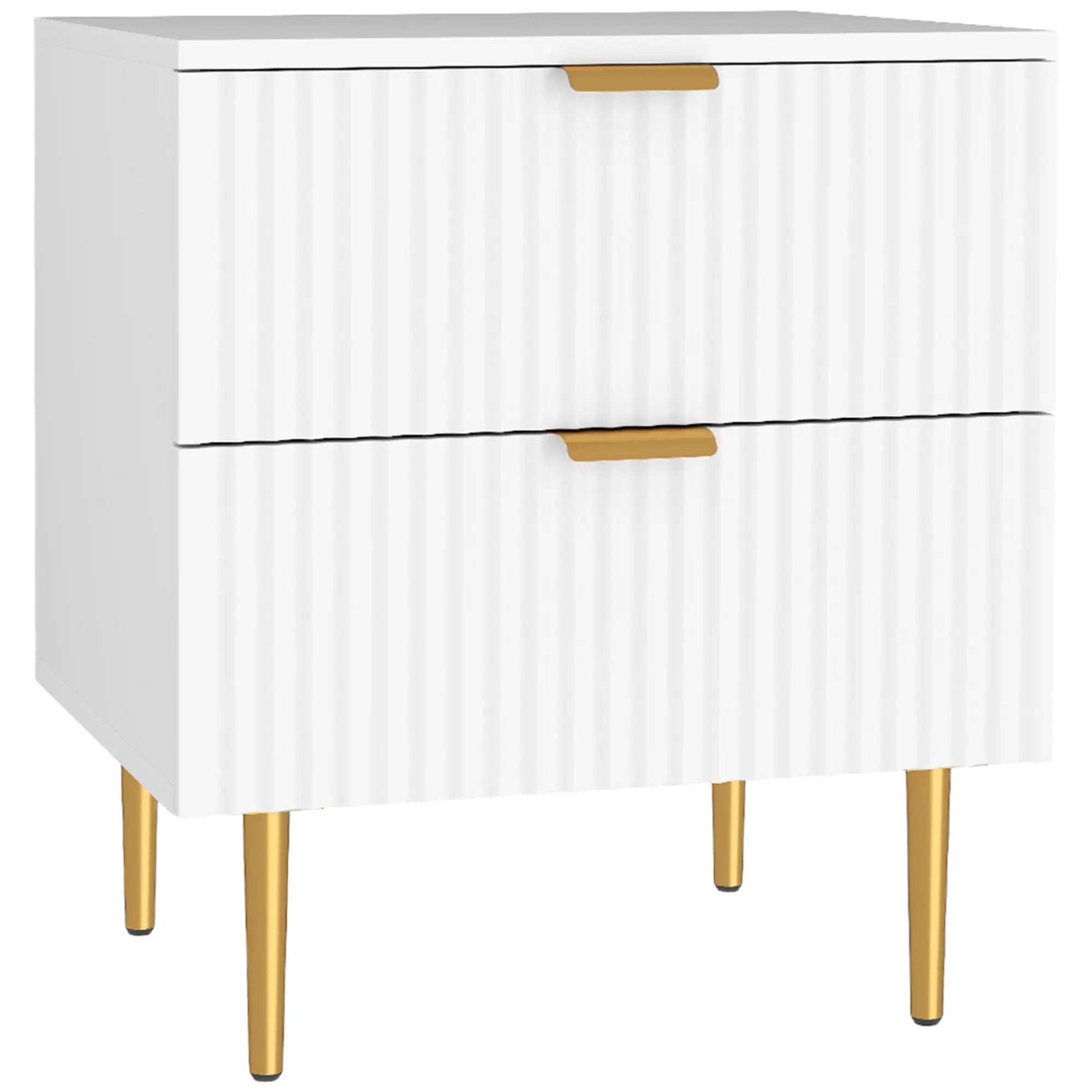 Bedside Table, Modern Nightstand with 2 Drawers, Side End Table with Metal Legs for Living Room, Bedroom, White Bedside Tables at Gallery Canada