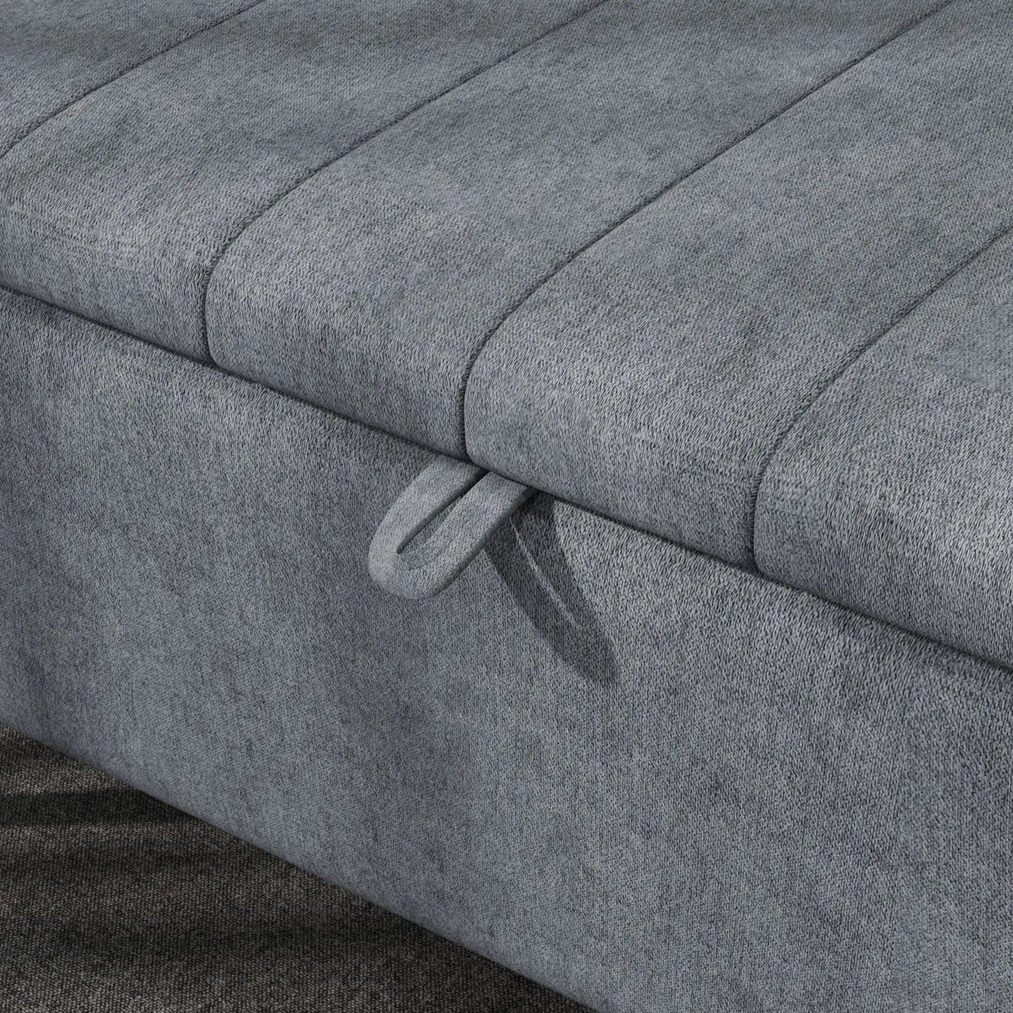 40" Ottoman with Storage, Linen Upholstered Bench, Dark Grey Storage Ottomans & Benches at Gallery Canada