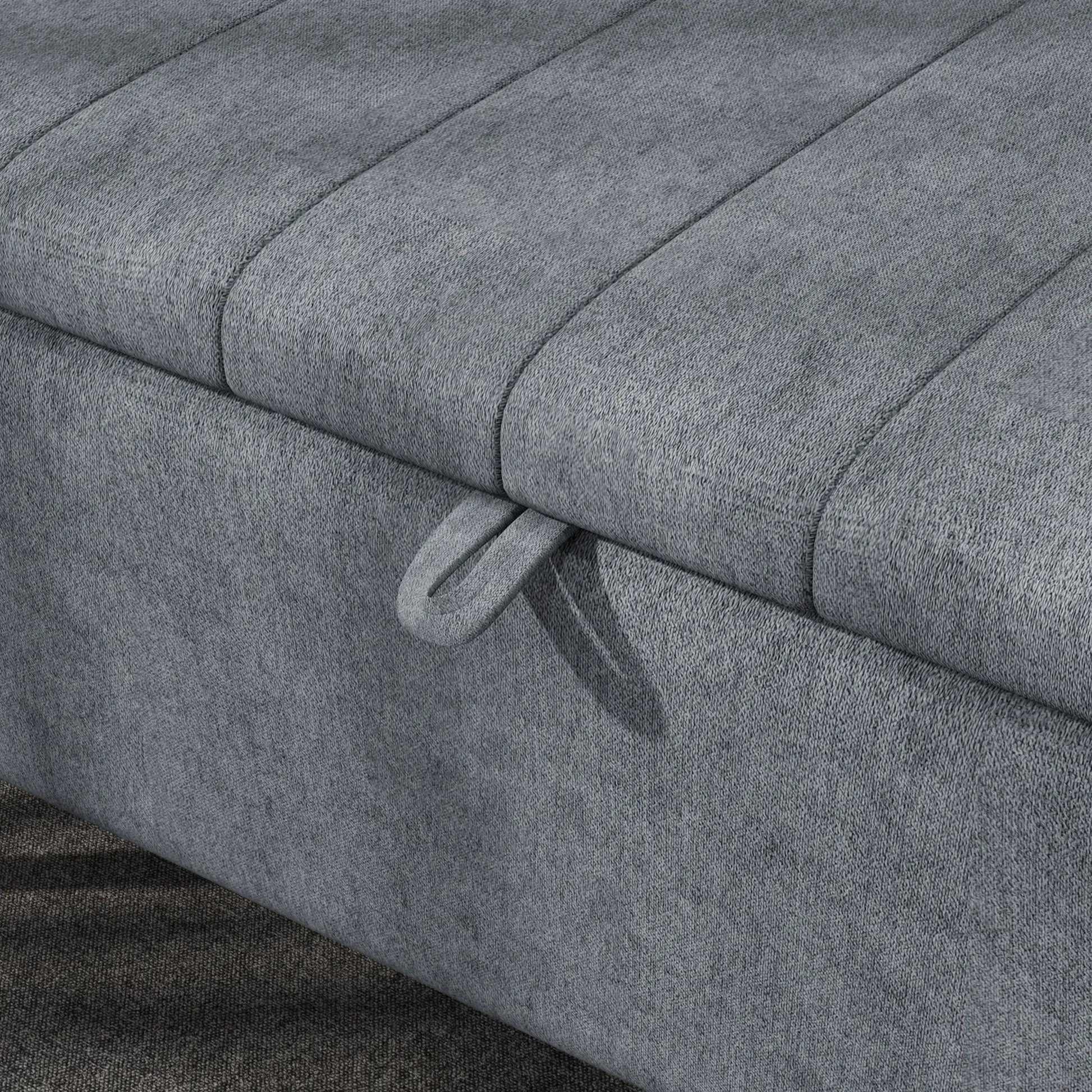 40" Ottoman with Storage, Linen Upholstered Bench, Dark Grey Storage Ottomans & Benches at Gallery Canada