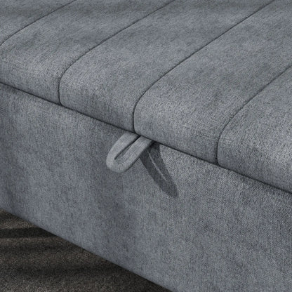 40" Ottoman with Storage, Linen Upholstered Bench, Dark Grey Storage Ottomans & Benches at Gallery Canada