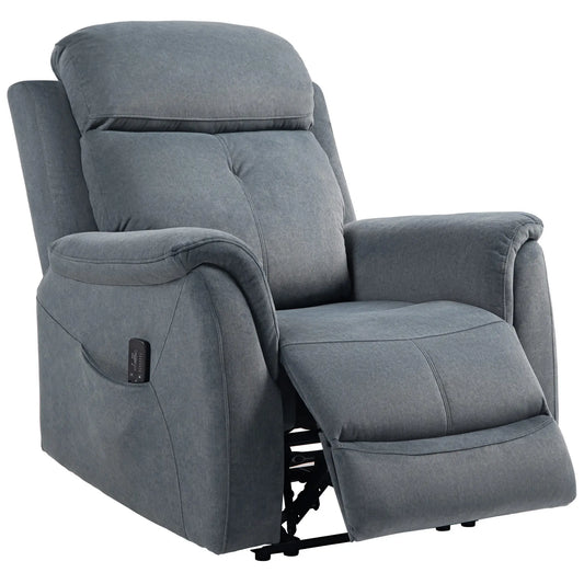 Manual Recliner Chair with Vibration Massage, Reclining Chair for Living Room with Side Pockets, Dark Grey Sofas & Reclining Chairs Dark Grey at Gallery Canada