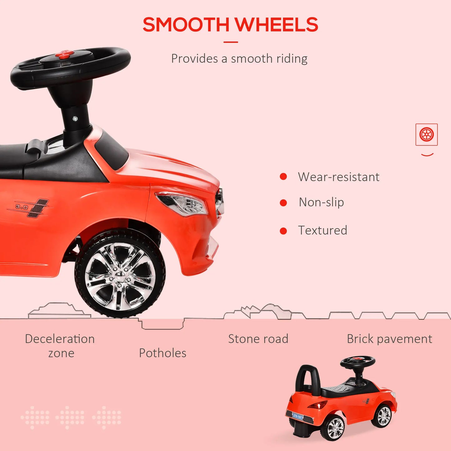 Voiture à pousser pour enfants, jouet de glisse au pied, rouge