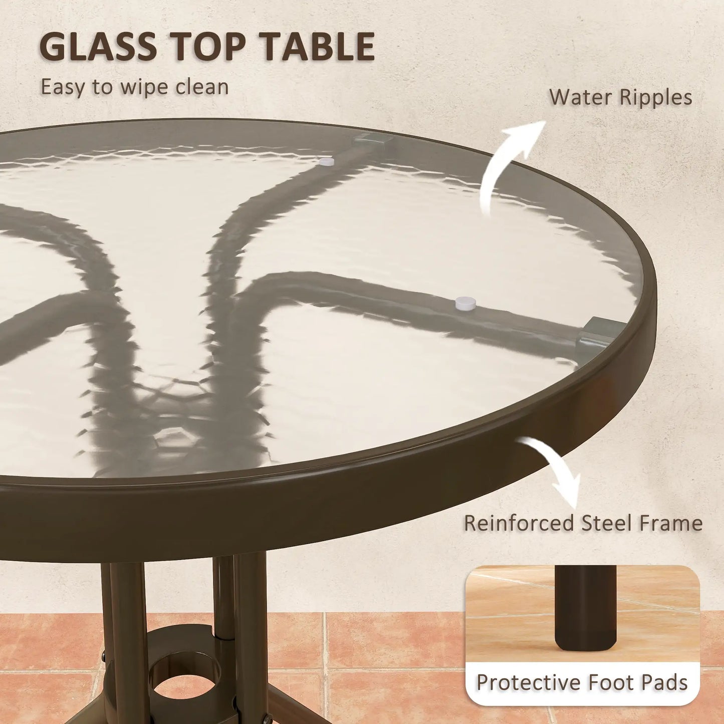 3pc Patio Bistro Set, 2 Stackable Chairs with Glass Table, Outdoor, Dark Brown Bistro Sets at Gallery Canada