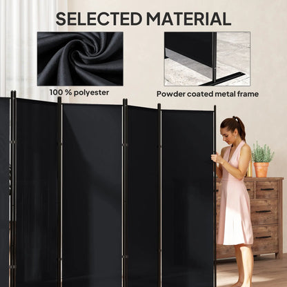 6 Ft 6 Panel Folding Room Divider, Portable Privacy Screen, Black Room Dividers at Gallery Canada
