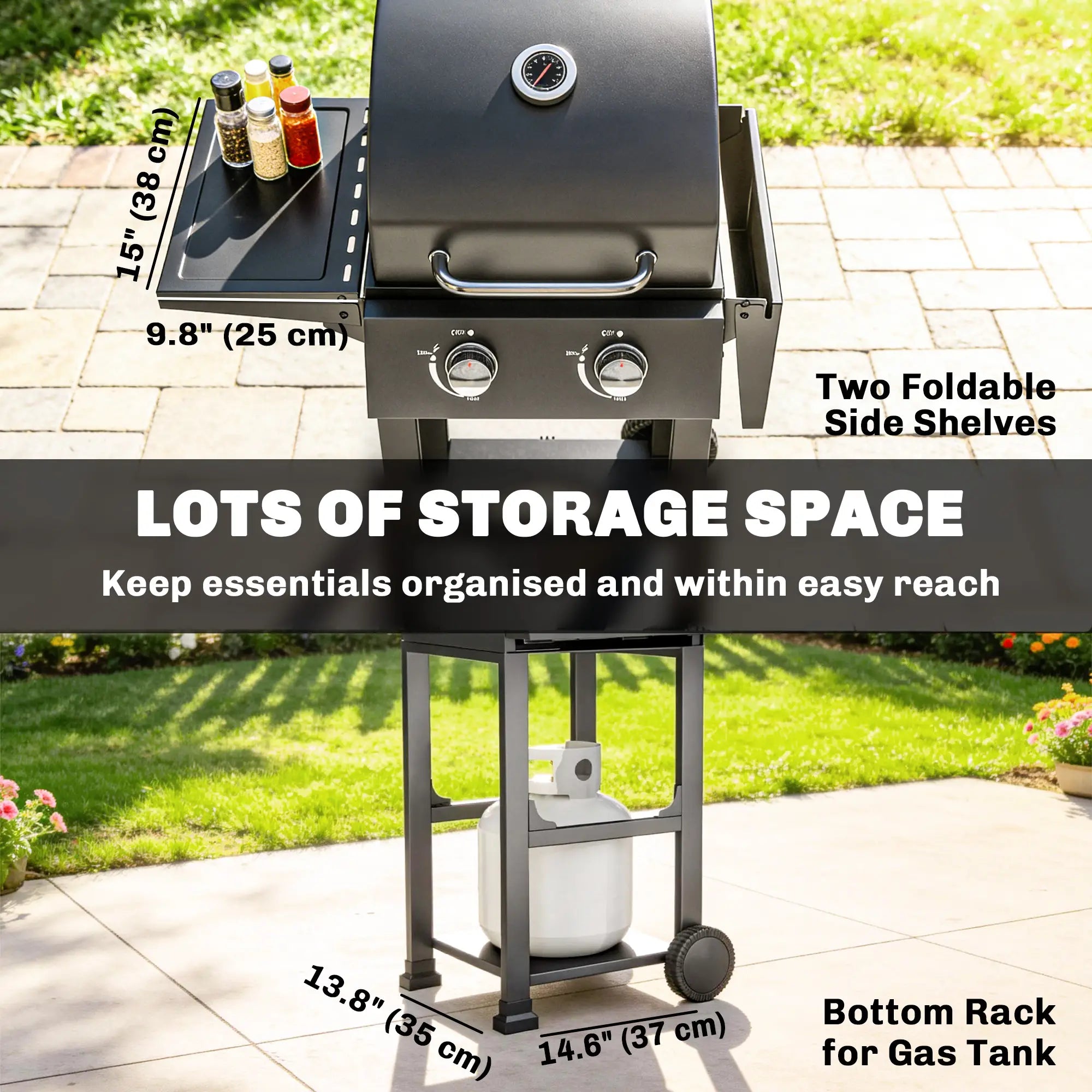 2 Burner Propane Gas Grill With Wheels, 18,400 BTU, Black Propane Gas Grills at Gallery Canada