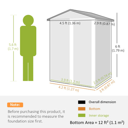 4.5 x 3ft Metal Garden Shed, Waterproof, Lockable Door, Dark Grey Sheds at Gallery Canada