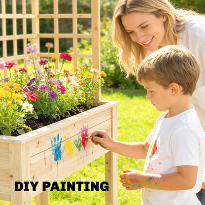 Wooden Raised Garden Bed With 3 Trellises, Planter With Drainage Holes Elevated Garden Beds at Gallery Canada