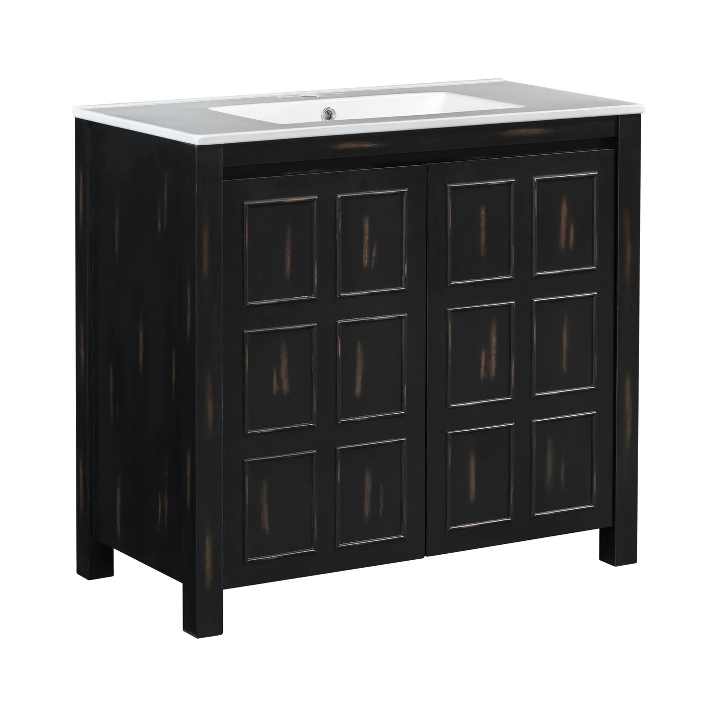Solid Wood Bathroom Vanity, Ceramic Sink, Storage Cabinet, 36" L x 18.5" W x 34" H, Espresso Sink Cabinets at Gallery Canada