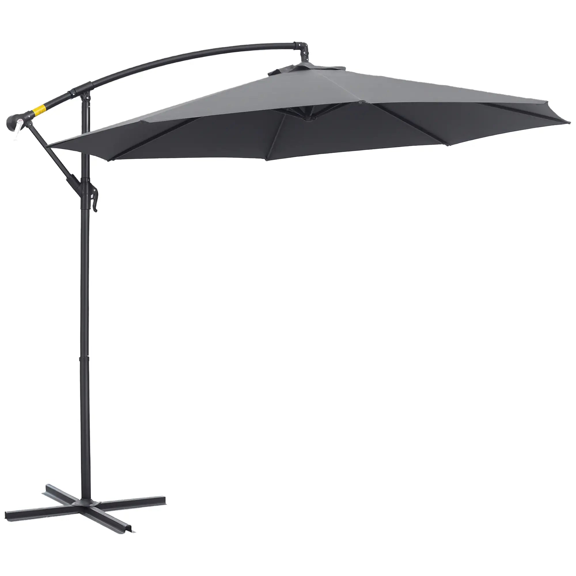 Deluxe Patio Umbrella, Φ10', Offset Sunshade, Crank, Grey Cantilever Umbrellas Grey at Gallery Canada