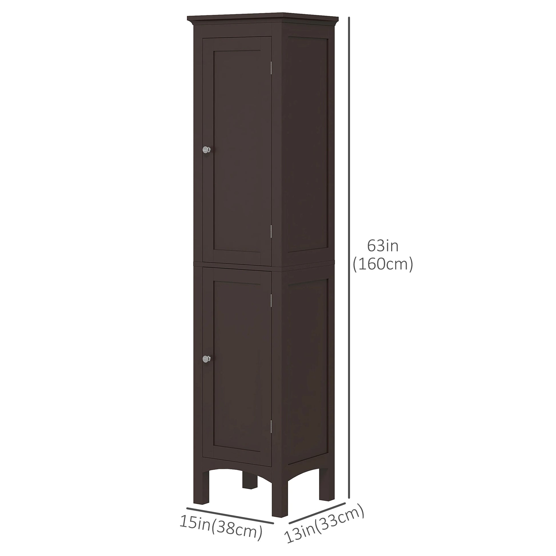 Tall Bathroom Cabinet, Freestanding Storage, Adjustable Shelves, 15" x 13" x 63", Dark Brown Bathroom Cabinets at Gallery Canada