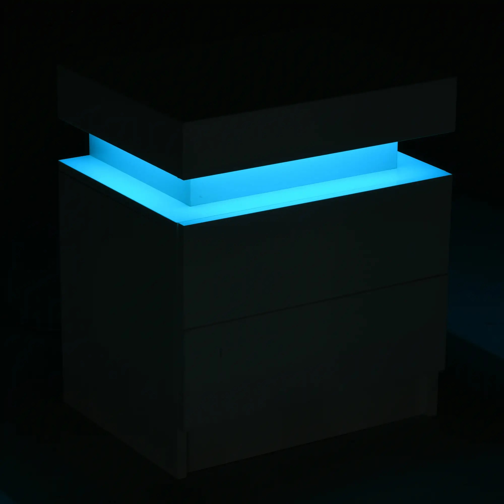 Nightstand with LED Lights, 2 Drawers, White Bedside Tables at Gallery Canada