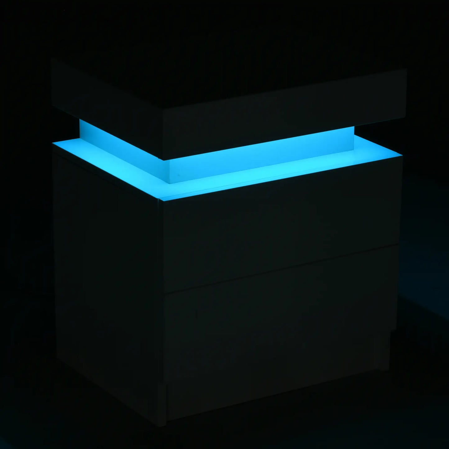 Nightstand with LED Lights, 2 Drawers, White Bedside Tables at Gallery Canada