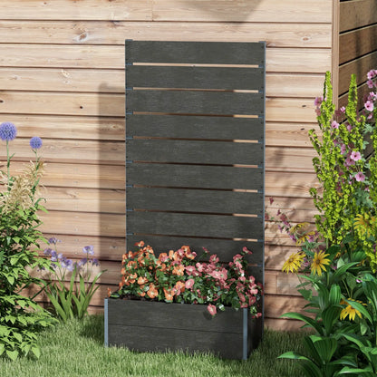 Raised Garden Bed With Trellis, Elevated Planter Box, 28" x 15" x 59", Black Wooden Planter Boxes at Gallery Canada