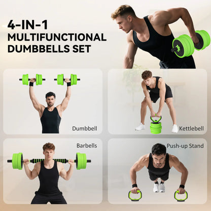 44lbs Adjustable Weight Dumbbell Set, Barbell, Kettlebell, Push Up Stand, Green Dumbbells & Barbells at Gallery Canada