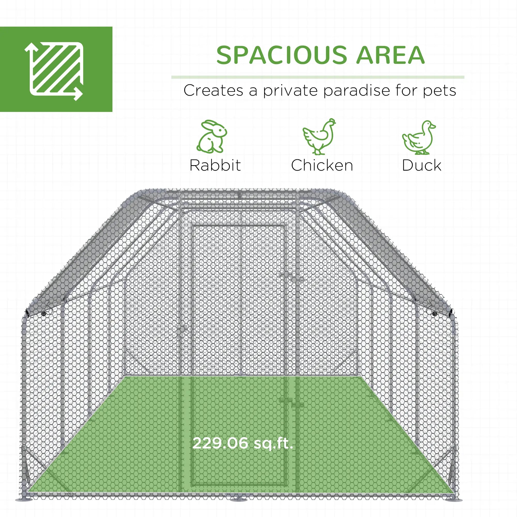 Large Metal Chicken Coop, Walk-In Enclosure, 9.2' x 24.9' x 6.5', Silver Chicken Coops at Gallery Canada