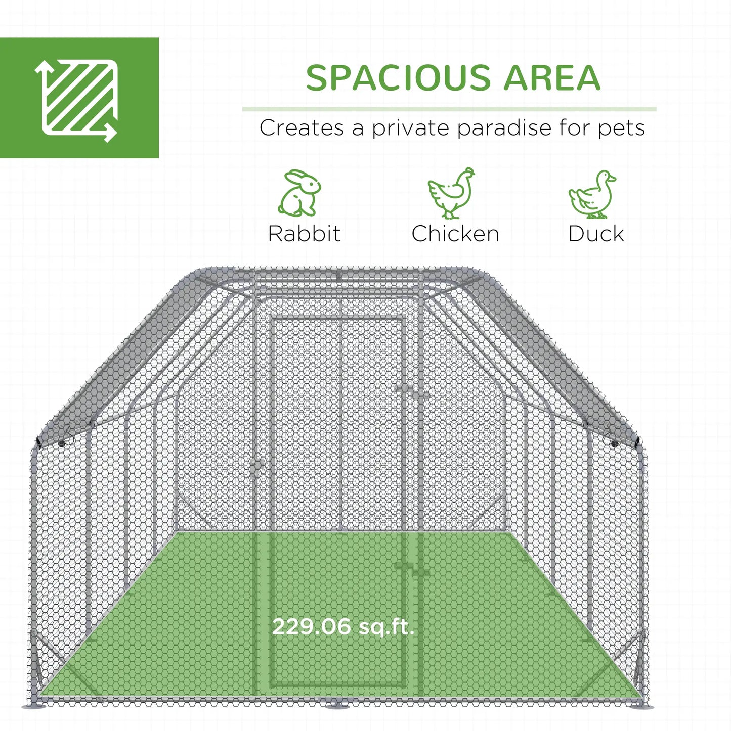 Large Metal Chicken Coop, Walk-In Enclosure, 9.2' x 24.9' x 6.5', Silver Chicken Coops at Gallery Canada