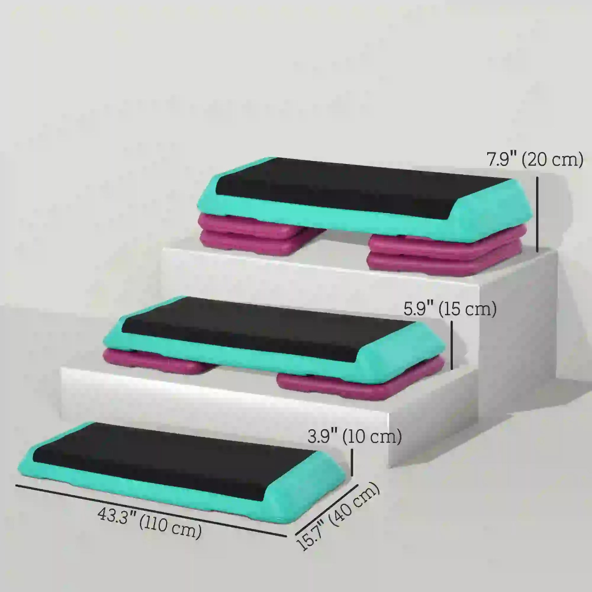 3.9"/5.9"/7.9" Aerobic Stepper, Non-Slip Top, Indoor Outdoor, Multicolour Aerobic Equipment at Gallery Canada