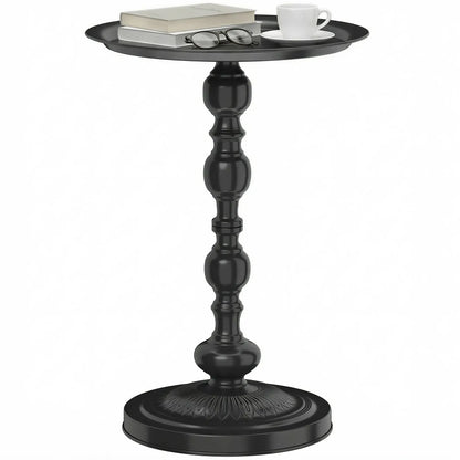 15.4" Round Outdoor Side Table, Tray Top Metal Patio Table, Black Patio Side Tables Black at Gallery Canada