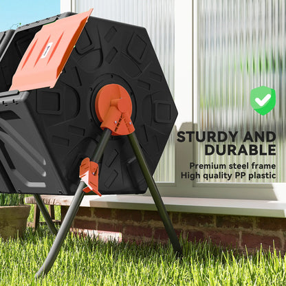 Rotating Composter, Dual Chamber Bin, 34.5 Gallon, Orange Outdoor Compost Bin at Gallery Canada