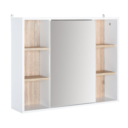 Wall-Mounted Bathroom Medicine Cabinet with Mirror, Over Toilet Bathroom Vanity Cabinet White &; Oak - Gallery Canada