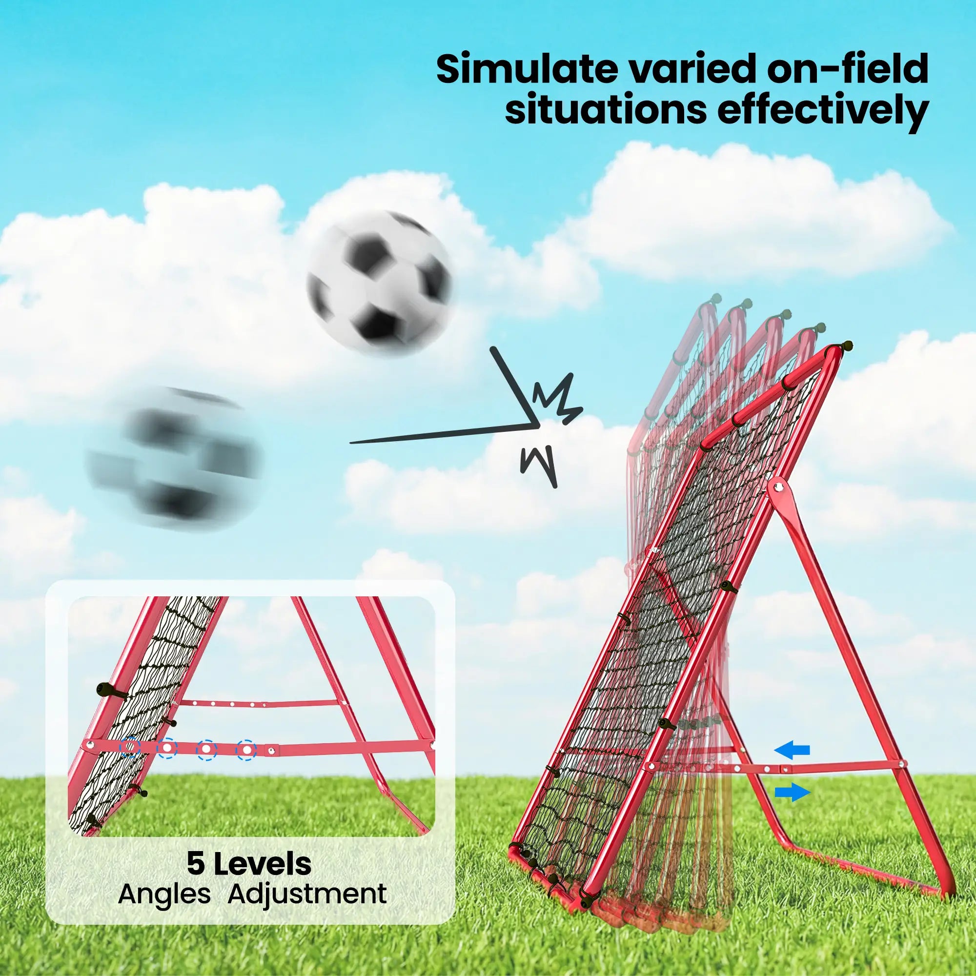 5 Angles Adjustable Soccer Rebounder Net, Multi-Sport Training, Red Soccer at Gallery Canada