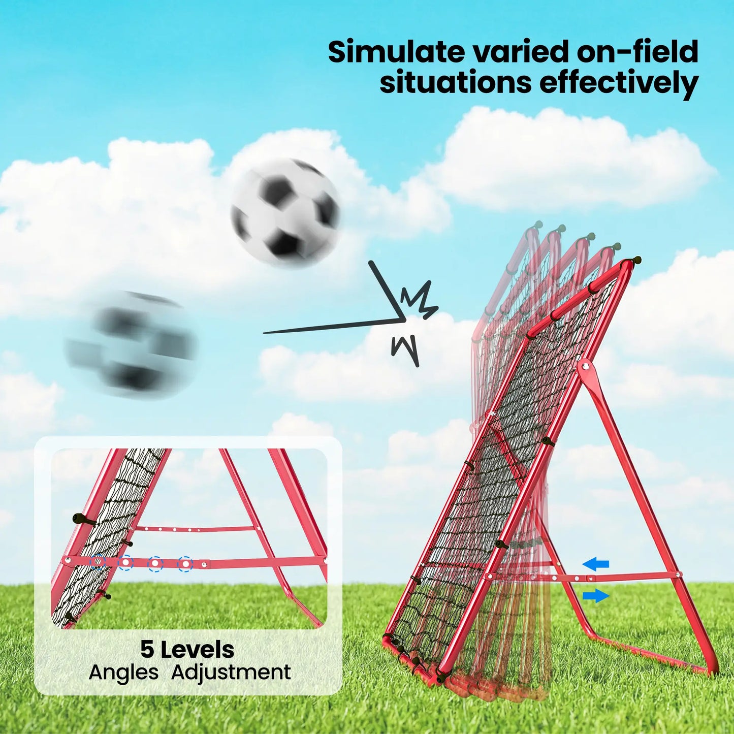5 Angles Adjustable Soccer Rebounder Net, Multi-Sport Training, Red Soccer at Gallery Canada