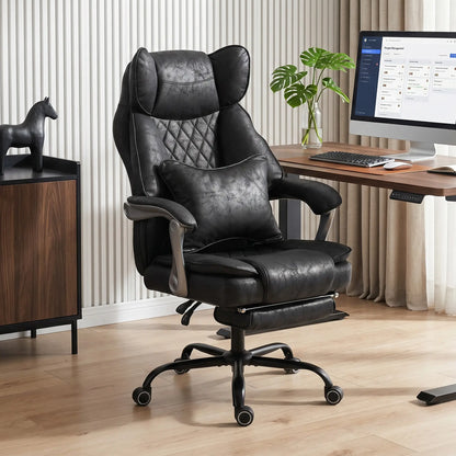 Big & Tall Office Chair 400 Lbs, Reclining, Lumbar Support, Black