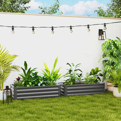 Galvanized Raised Garden Beds, Outdoor Planter Box, Set of 2, Light Grey Raised Garden Beds at Gallery Canada