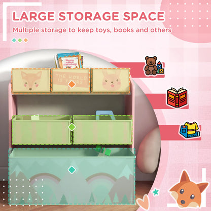 Toy Organizer with 6 Storage Bins, 25" X 12" X 26", Pink