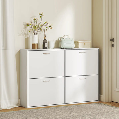 Flip Down Shoe Rack, Wooden Shelf, 4 Drawer Organizer, White Shoe Storage Cabinets & Racks at Gallery Canada