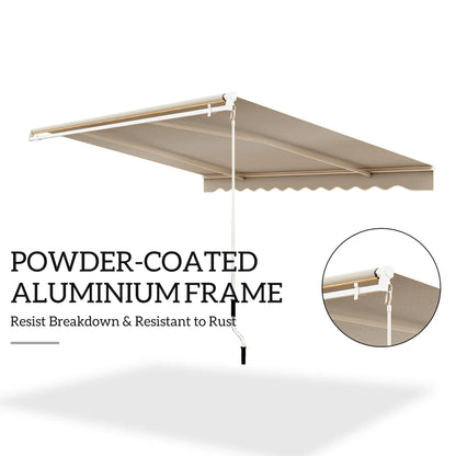 13' x 8' Retractable Patio Awning, Sun Shade Canopy, Aluminum Frame, Khaki Window Awnings at Gallery Canada