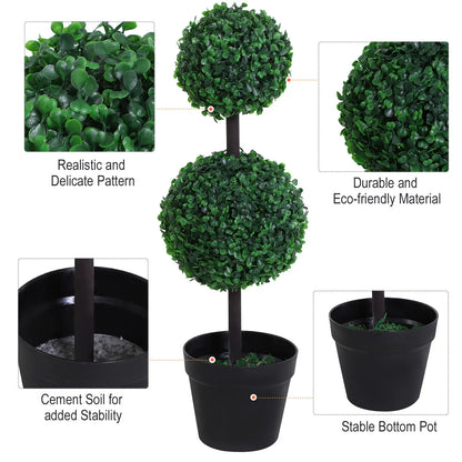 2 Ball Topiary Tree in Pot, Artificial Plant, Home Office Decor, Dark Green Artificial Trees at Gallery Canada