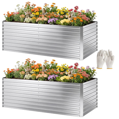 Galvanised Raised Garden Bed Set, 6 x 3 x 2 ft, Silver Galvanized Planter Boxes Silver at Gallery Canada